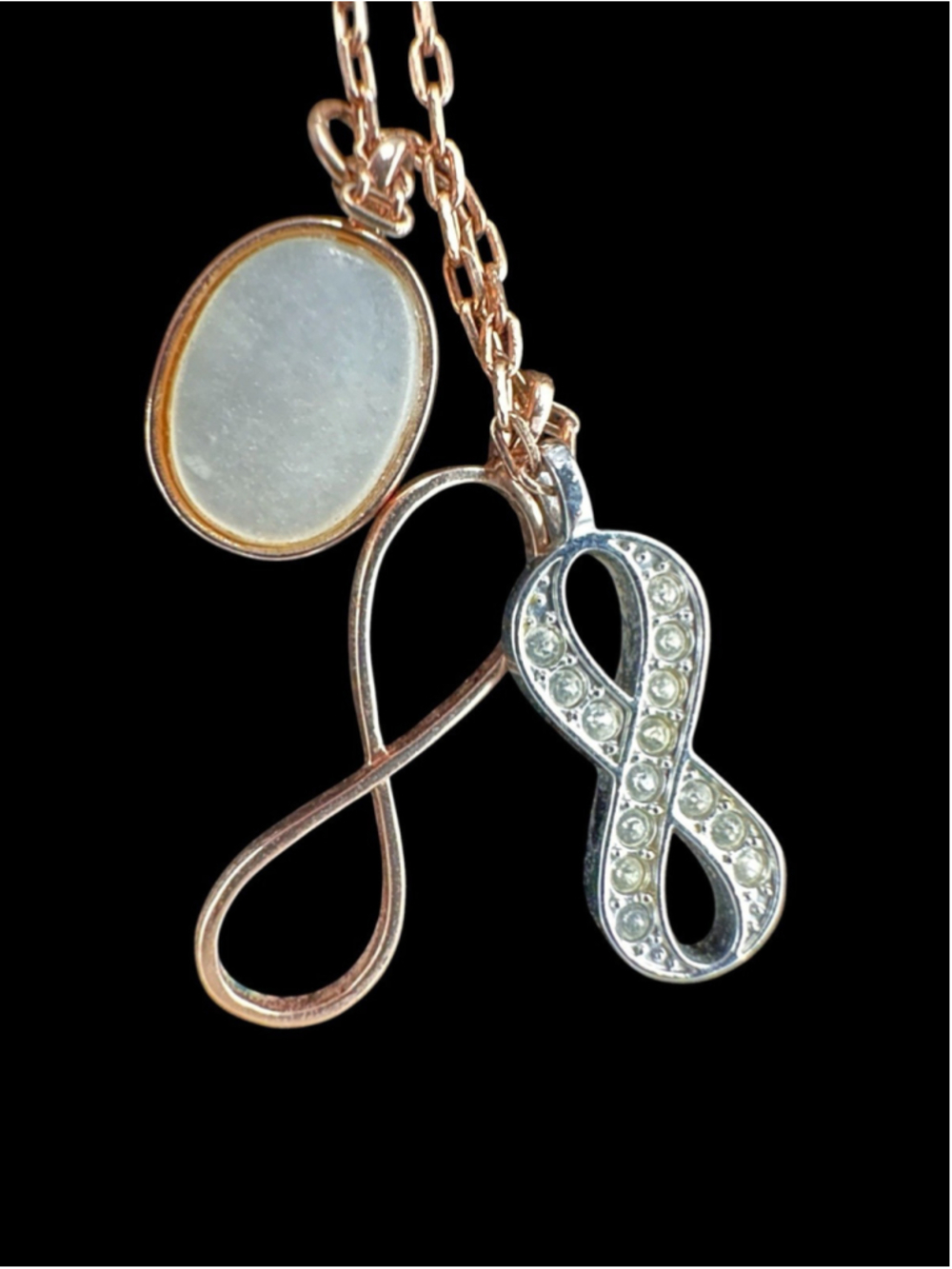 Swarovski Duo Infinity Signature Crystal Rose Gold Necklace 16”